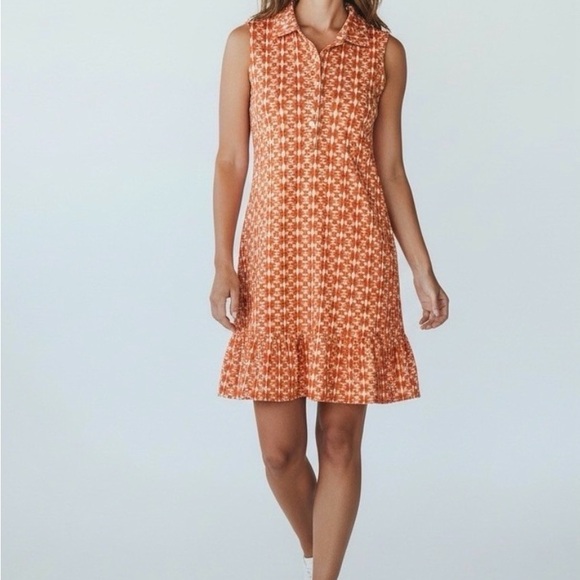 Spartina 449 Orange and Pink Joelle Sleeveless Dress - Picture 2 of 5